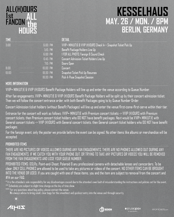 ALL(H)OURS - BERLIN - CONCERT ADMISSION