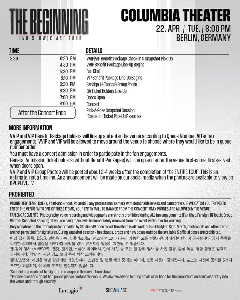LUN8 - BERLIN - CONCERT ADMISSION