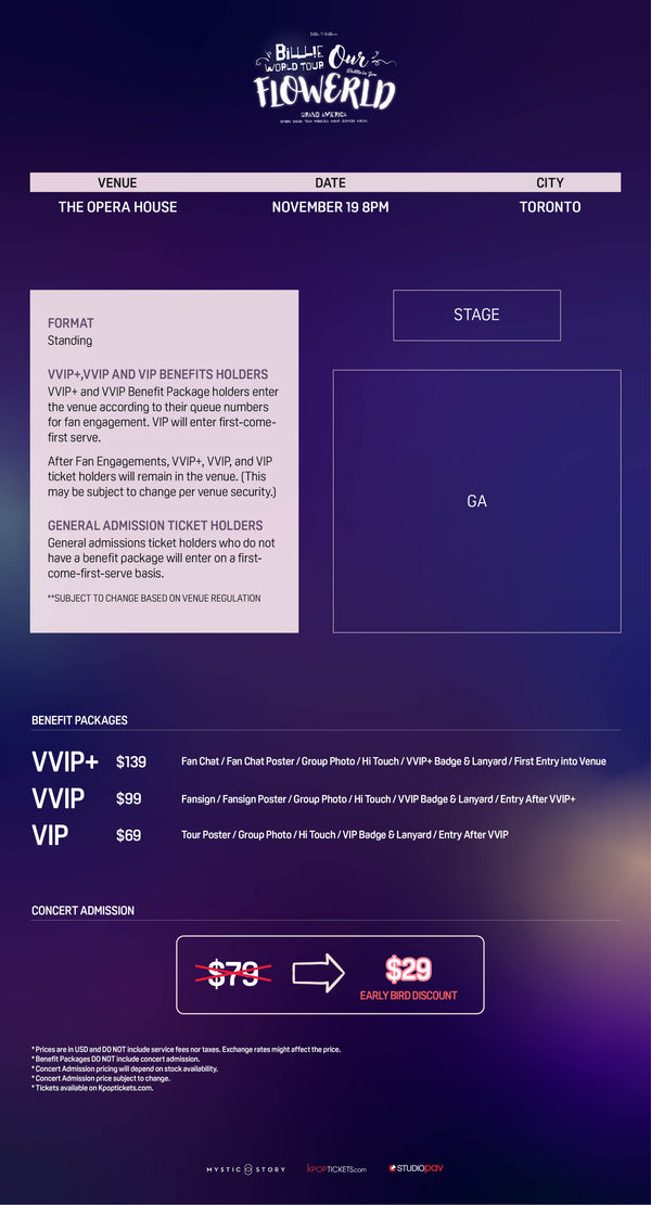 BILLLIE - TORONTO - VVIP+ BENEFIT PACKAGE