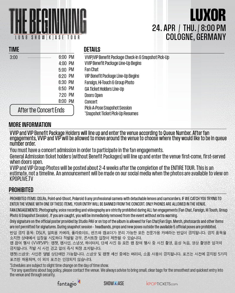LUN8 - COLOGNE - VVIP BENEFIT PACKAGE
