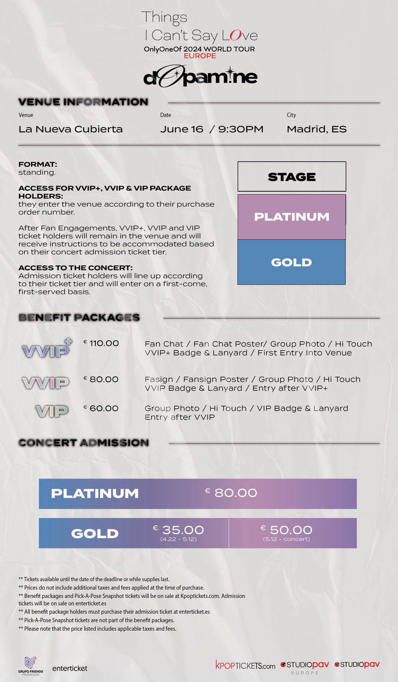 ONLYONEOF - MADRID - VVIP+ BENEFIT PACKAGE