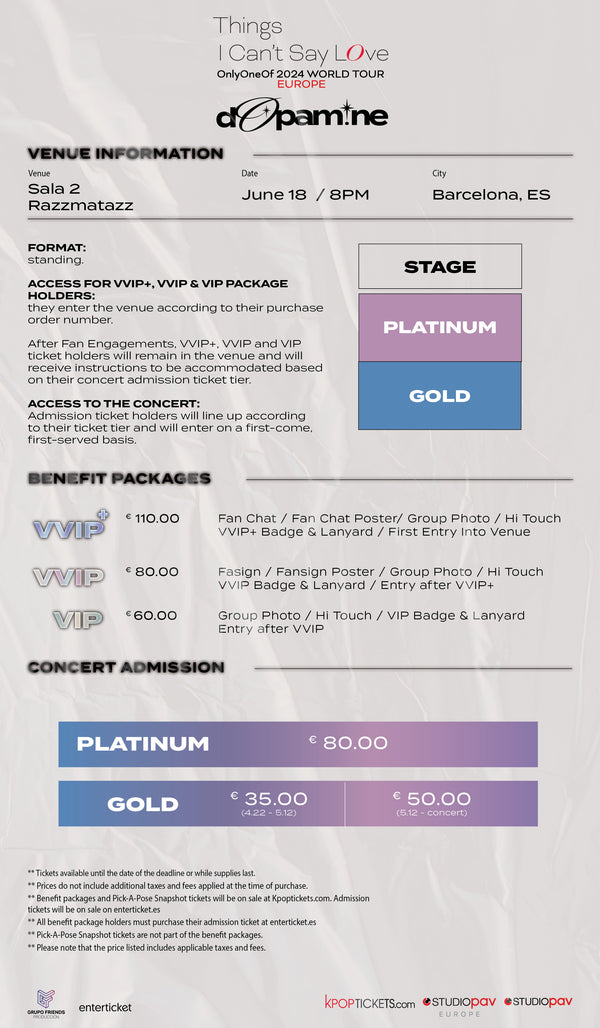 ONLYONEOF - BARCELONA - VVIP+ BENEFIT PACKAGE