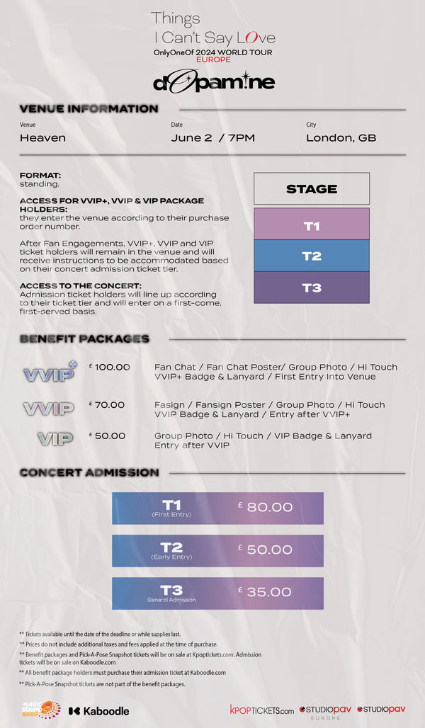 ONLYONEOF - LONDON - VVIP BENEFIT PACKAGE
