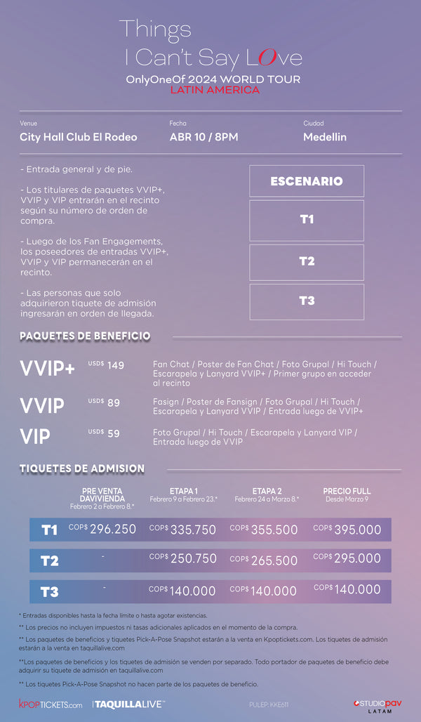 ONLYONEOF - MEDELLIN - VVIP BENEFIT PACKAGE